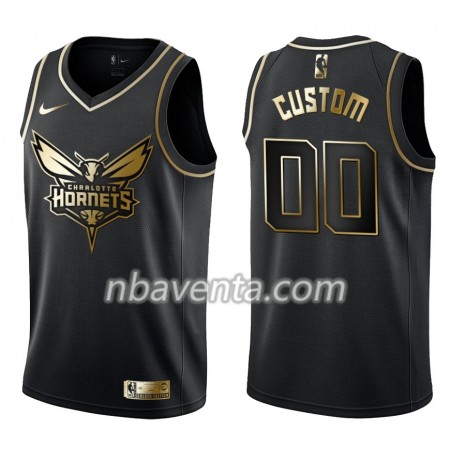 Camiseta Hombre Charlotte Hornets Personalizadas Nike Negro Golden Edition Swingman